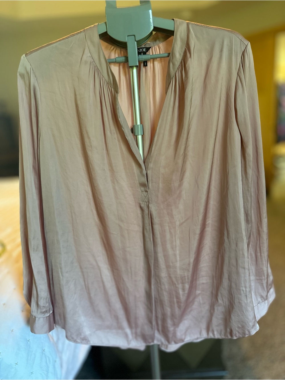 Nic & Zoe Rose Pink Satin Button Front Blouse 1X - Picture 10 of 12